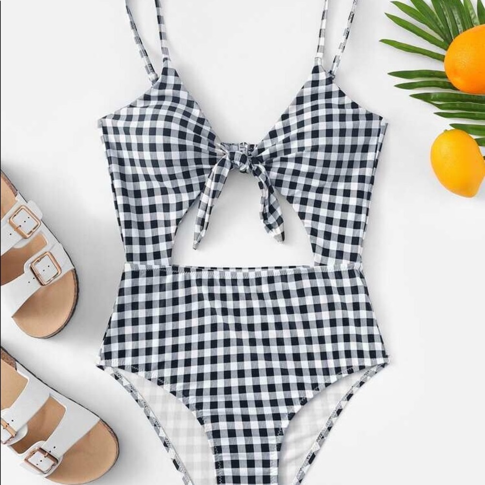 Cute Gingham One Piece Swimsuit